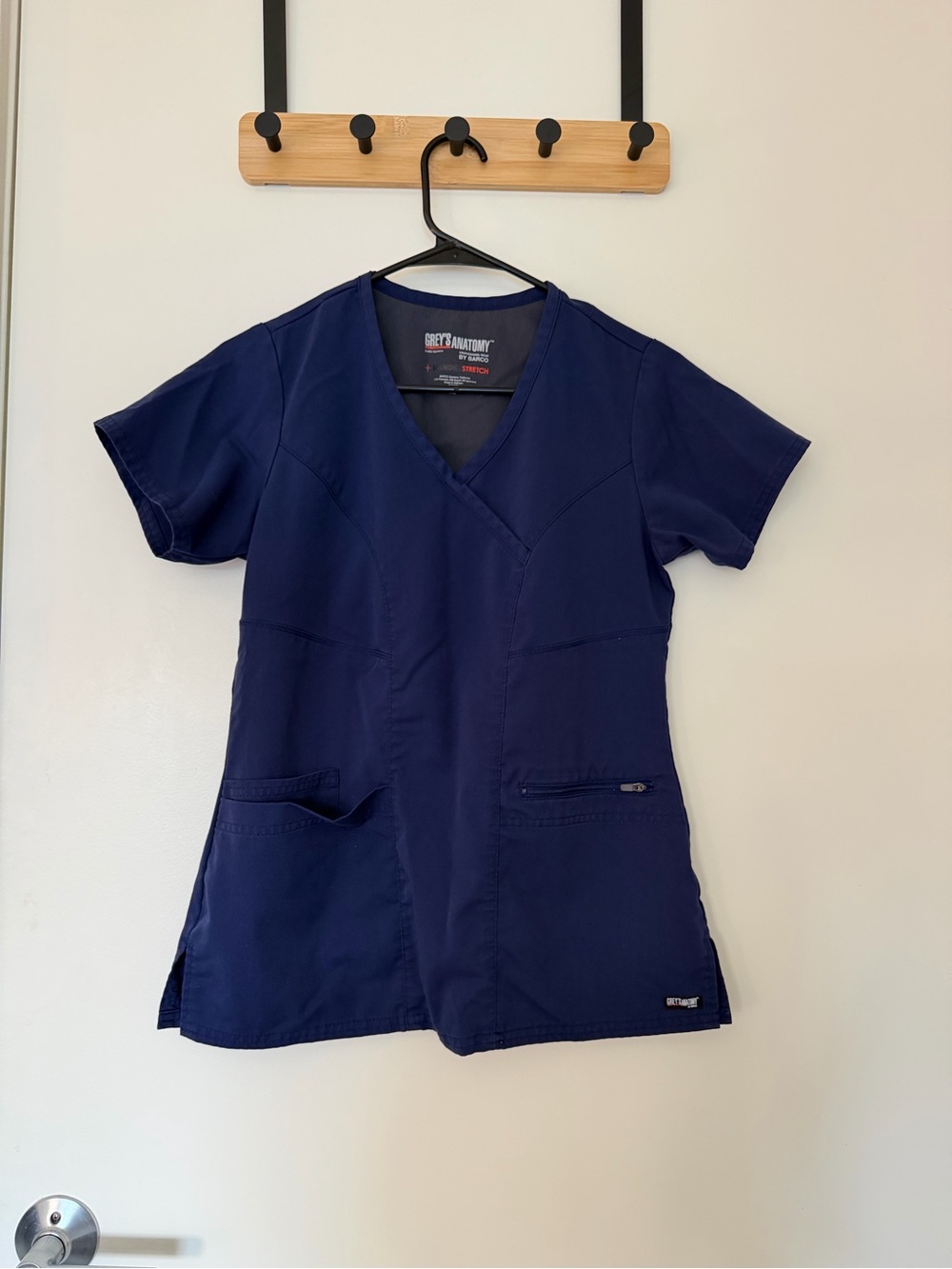 Grey's Anatomy Navy V-Neck Solid Scrub Top